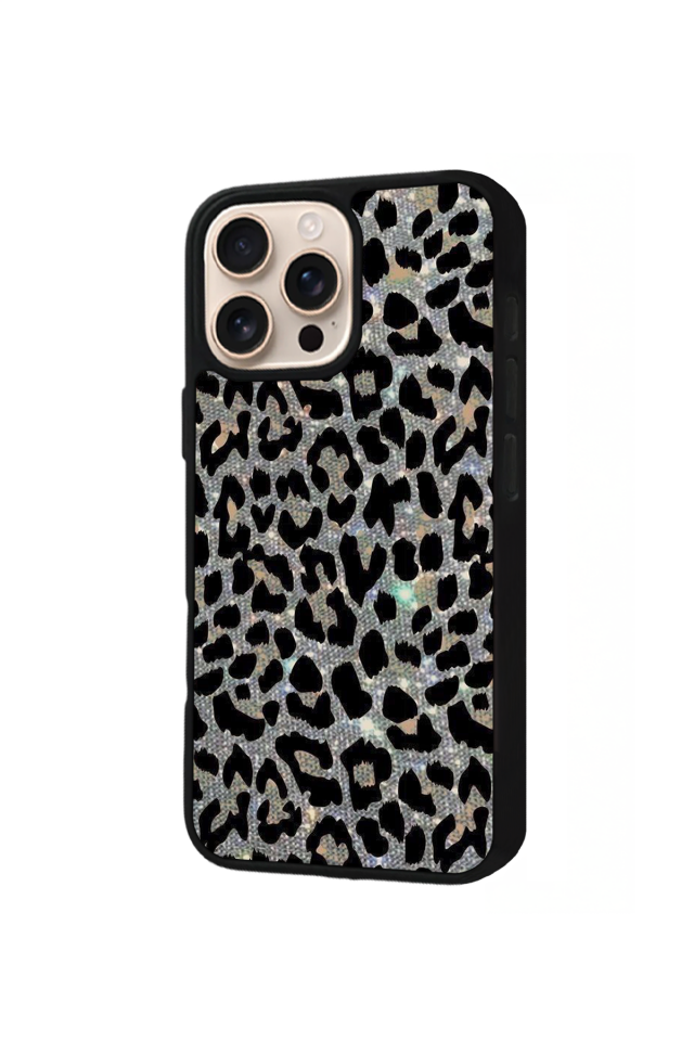 iPhone 14 Pro Uyumlu Hologram Leopar Tasarımlı Glossy Premium Kılıf