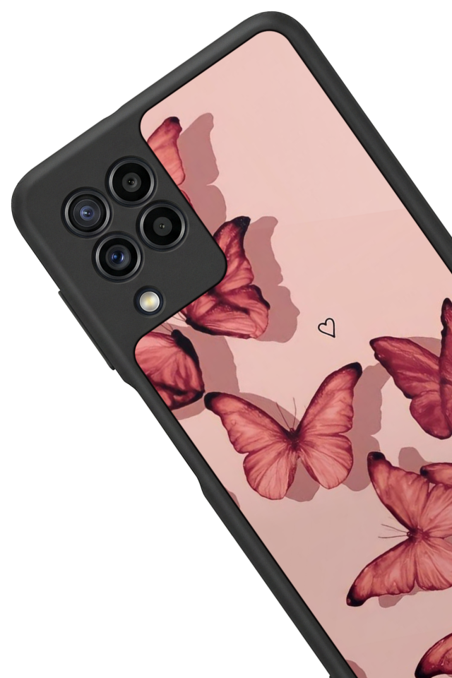 Samsung Galaxy M22 Uyumlu Kelebek Tasarımlı Glossy Premium Kılıf