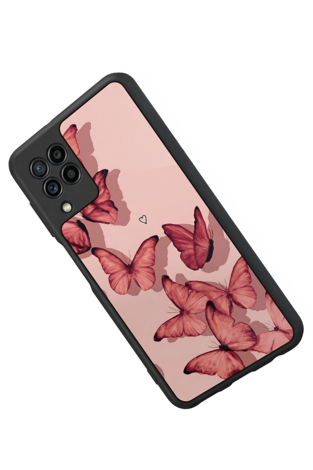 Samsung Galaxy M22 Uyumlu Kelebek Tasarımlı Glossy Premium Kılıf