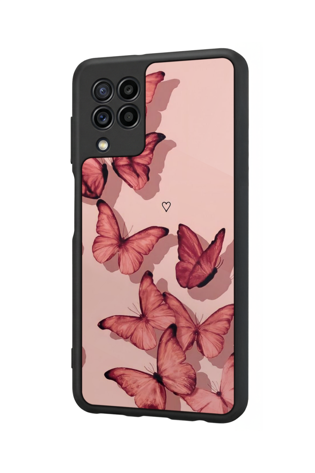 Samsung Galaxy M22 Uyumlu Kelebek Tasarımlı Glossy Premium Kılıf