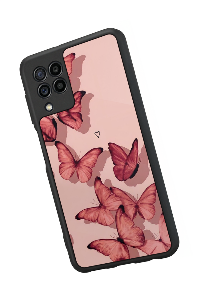 Samsung Galaxy M22 Uyumlu Kelebek Tasarımlı Glossy Premium Kılıf