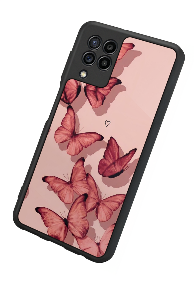 Samsung Galaxy M22 Uyumlu Kelebek Tasarımlı Glossy Premium Kılıf