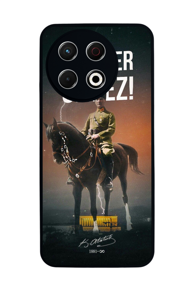 Tecno Spark 30 Pro Uyumlu Mustafa Kemal Ataturk Tasarımlı Glossy Premium Kılıf