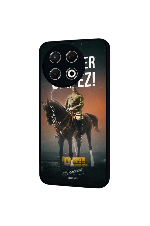 Tecno Spark 30 Pro Uyumlu Mustafa Kemal Ataturk Tasarımlı Glossy Premium Kılıf