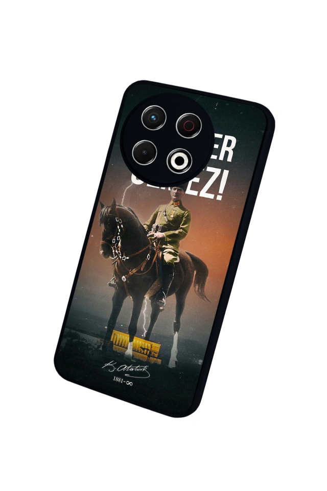 Tecno Spark 30 Pro Uyumlu Mustafa Kemal Ataturk Tasarımlı Glossy Premium Kılıf