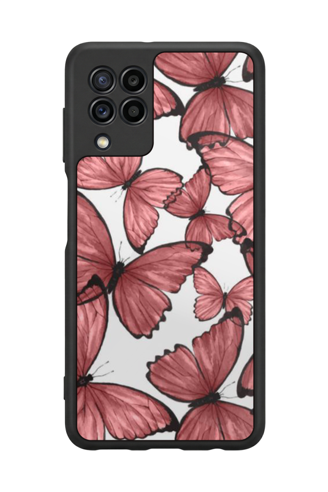 Samsung Galaxy M22 Uyumlu Kelebek Tasarımlı Glossy Premium Kılıf