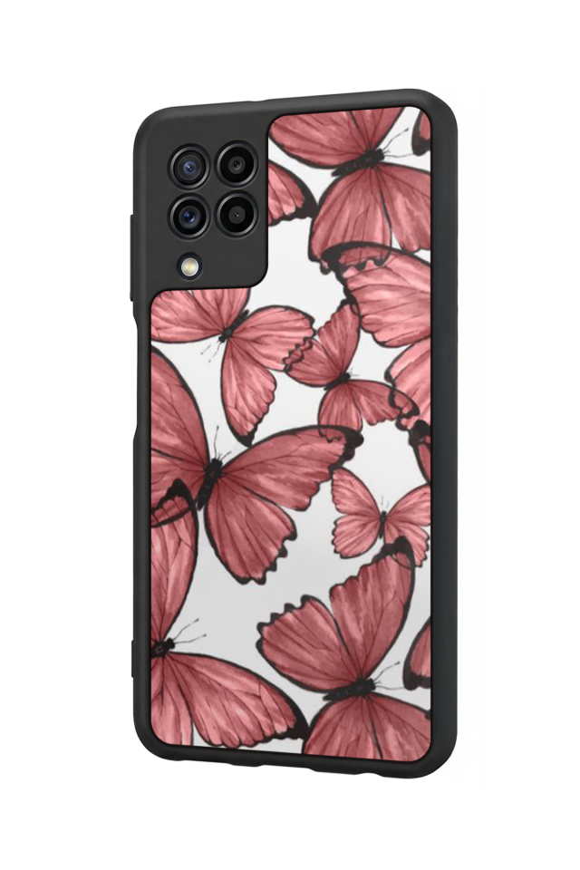 Samsung Galaxy M22 Uyumlu Kelebek Tasarımlı Glossy Premium Kılıf