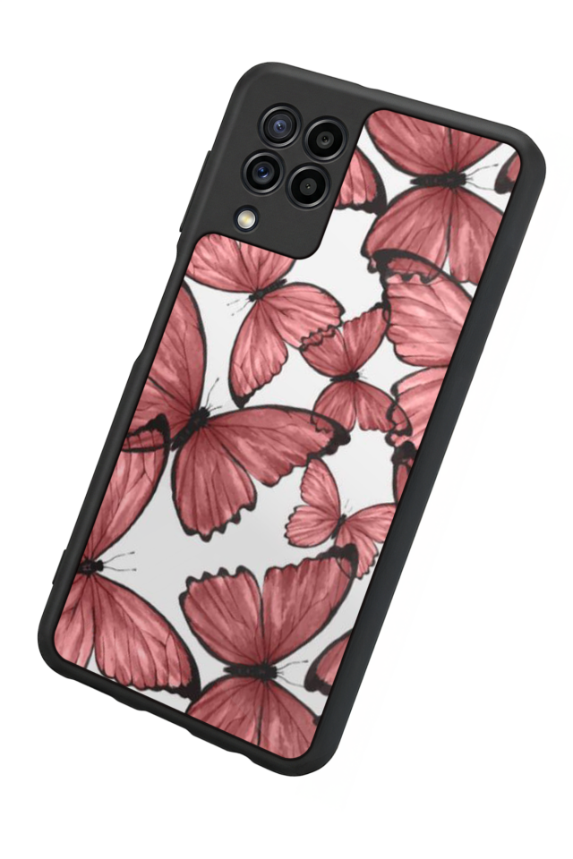 Samsung Galaxy M22 Uyumlu Kelebek Tasarımlı Glossy Premium Kılıf