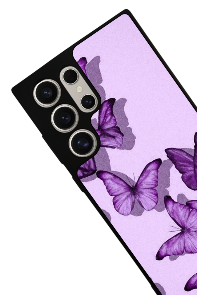 Samsung Galaxy S23 Ultra Uyumlu Kelebek Tasarımlı Glossy Premium Kılıf