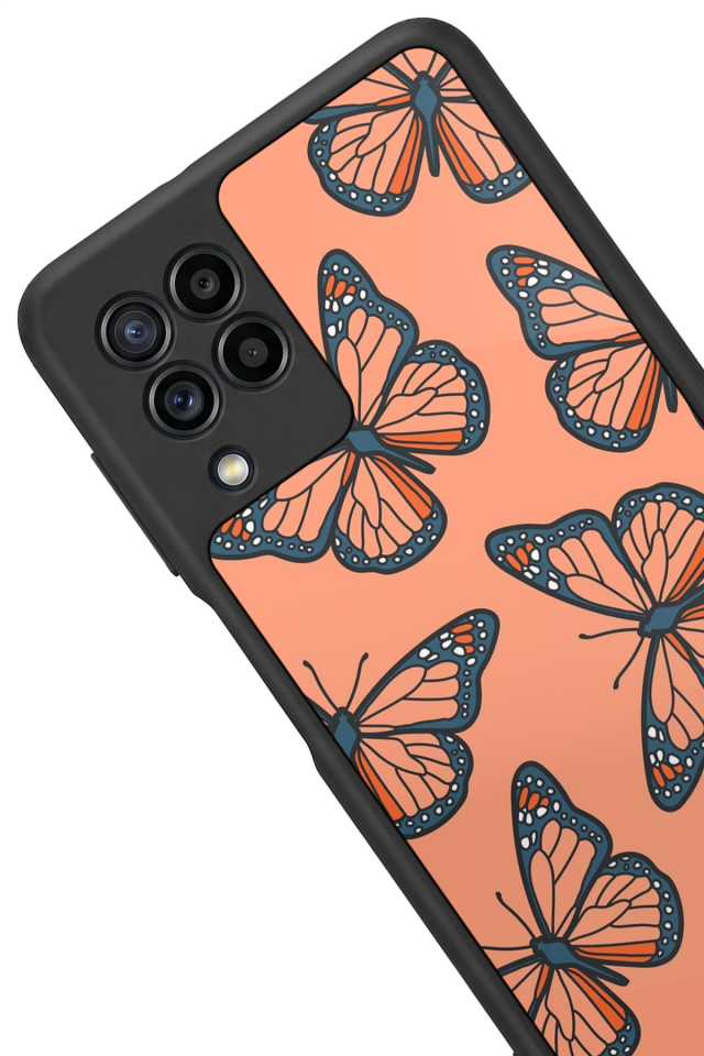 Samsung Galaxy M22 Uyumlu Kelebek Tasarımlı Glossy Premium Kılıf