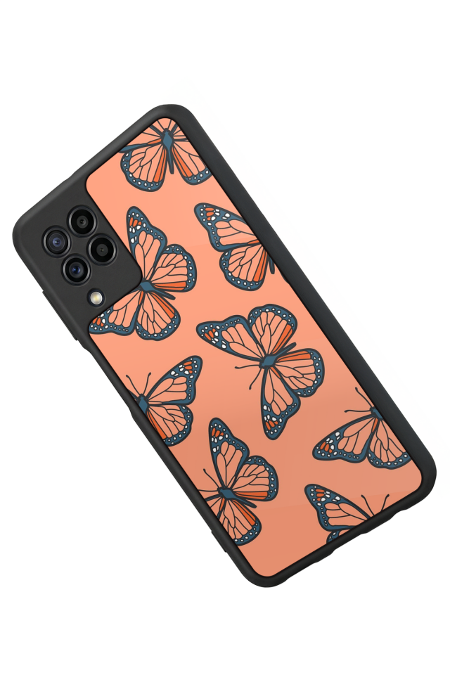 Samsung Galaxy M22 Uyumlu Kelebek Tasarımlı Glossy Premium Kılıf