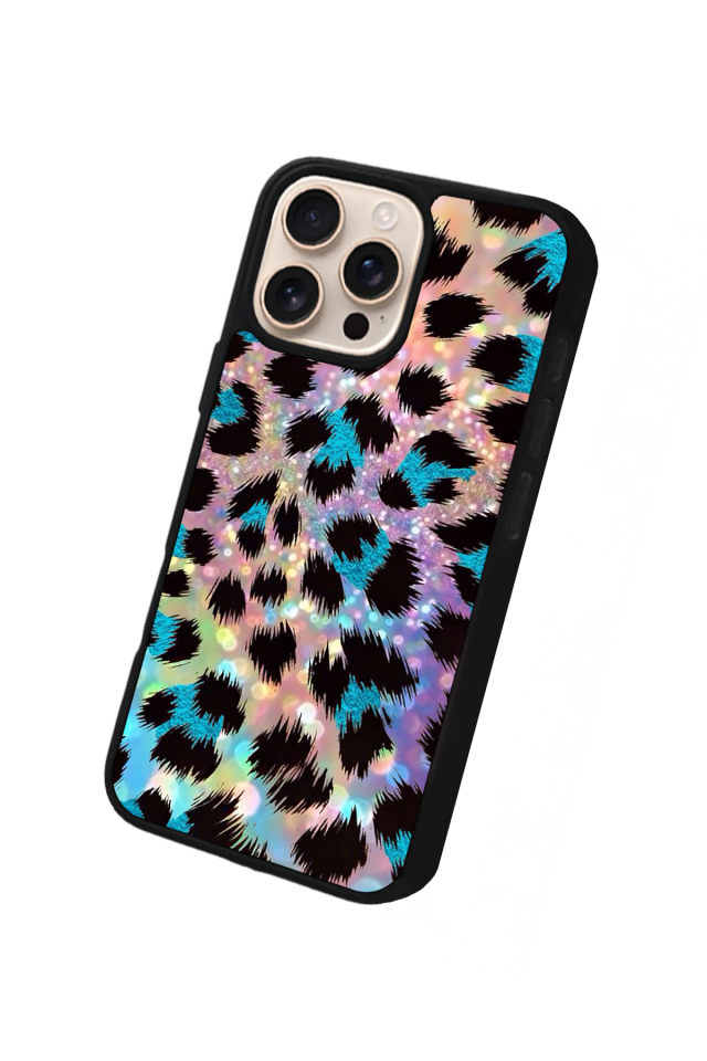 iPhone 14 Pro Uyumlu Hologram Leopar Tasarımlı Glossy Premium Kılıf