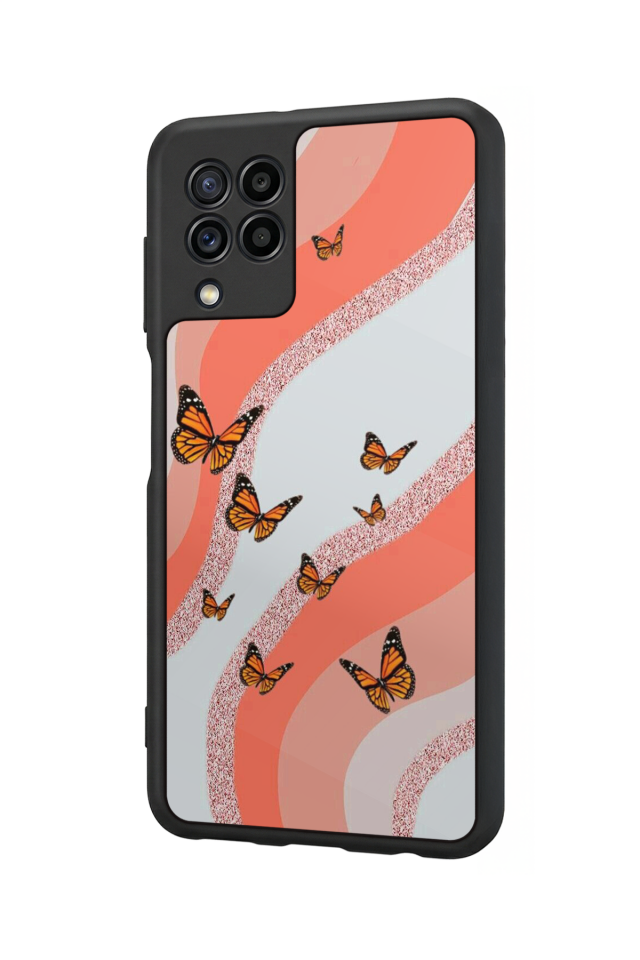 Samsung Galaxy M22 Uyumlu Kelebek Tasarımlı Glossy Premium Kılıf