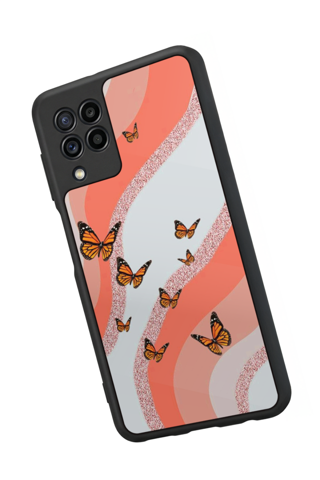 Samsung Galaxy M22 Uyumlu Kelebek Tasarımlı Glossy Premium Kılıf