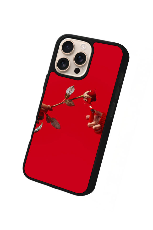 iPhone 16 Pro Uyumlu Kirmizi Tasarımlı Glossy Premium Kılıf