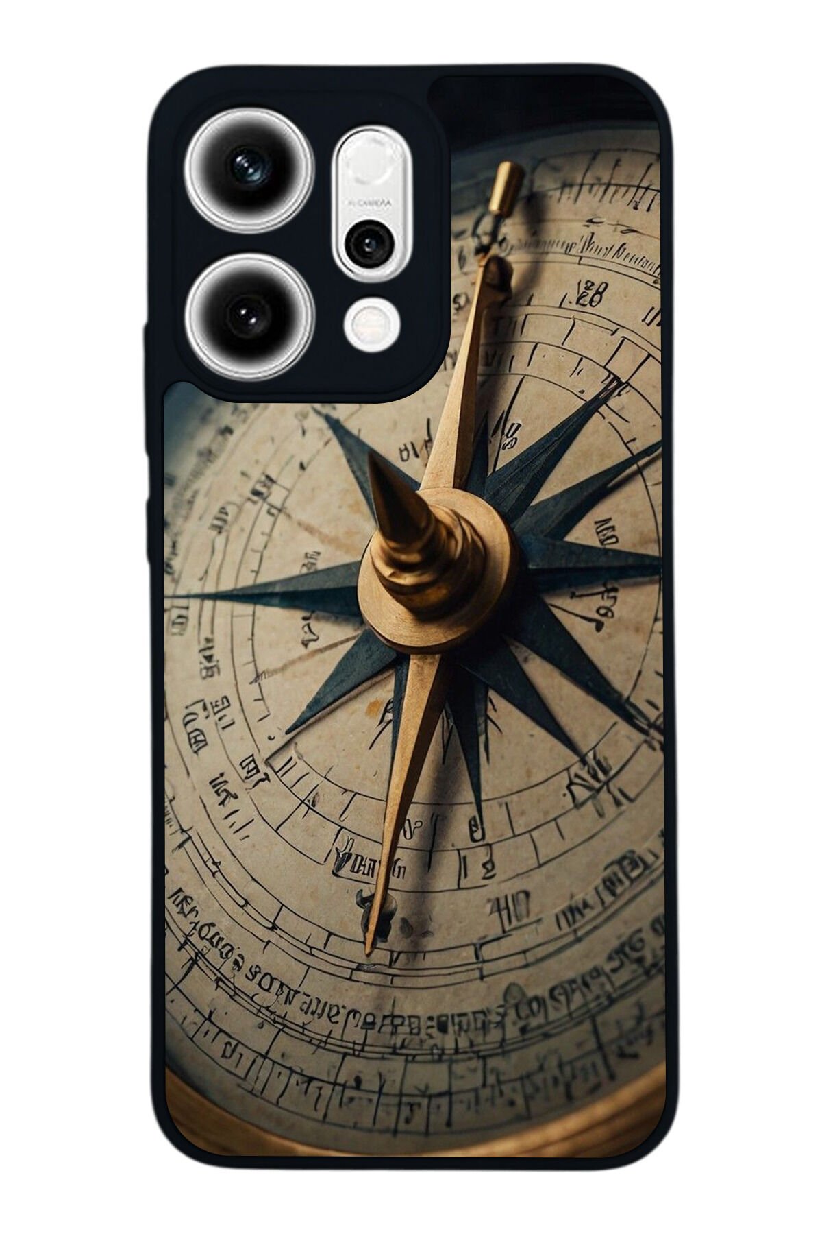 Oppo Reno 14 Uyumlu Pusula Tasarımlı Glossy Premium Kılıf