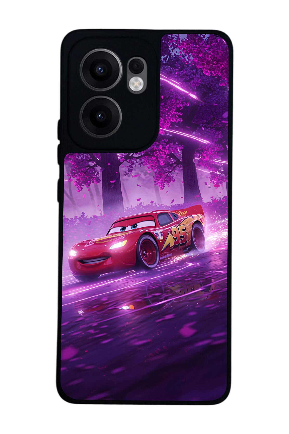 Oppo Reno 13F Uyumlu Şimsek McQueen Tasarımlı Glossy Premium Kılıf