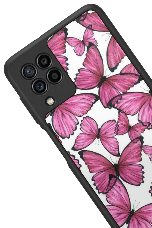 Samsung Galaxy M22 Uyumlu Kelebek Tasarımlı Glossy Premium Kılıf