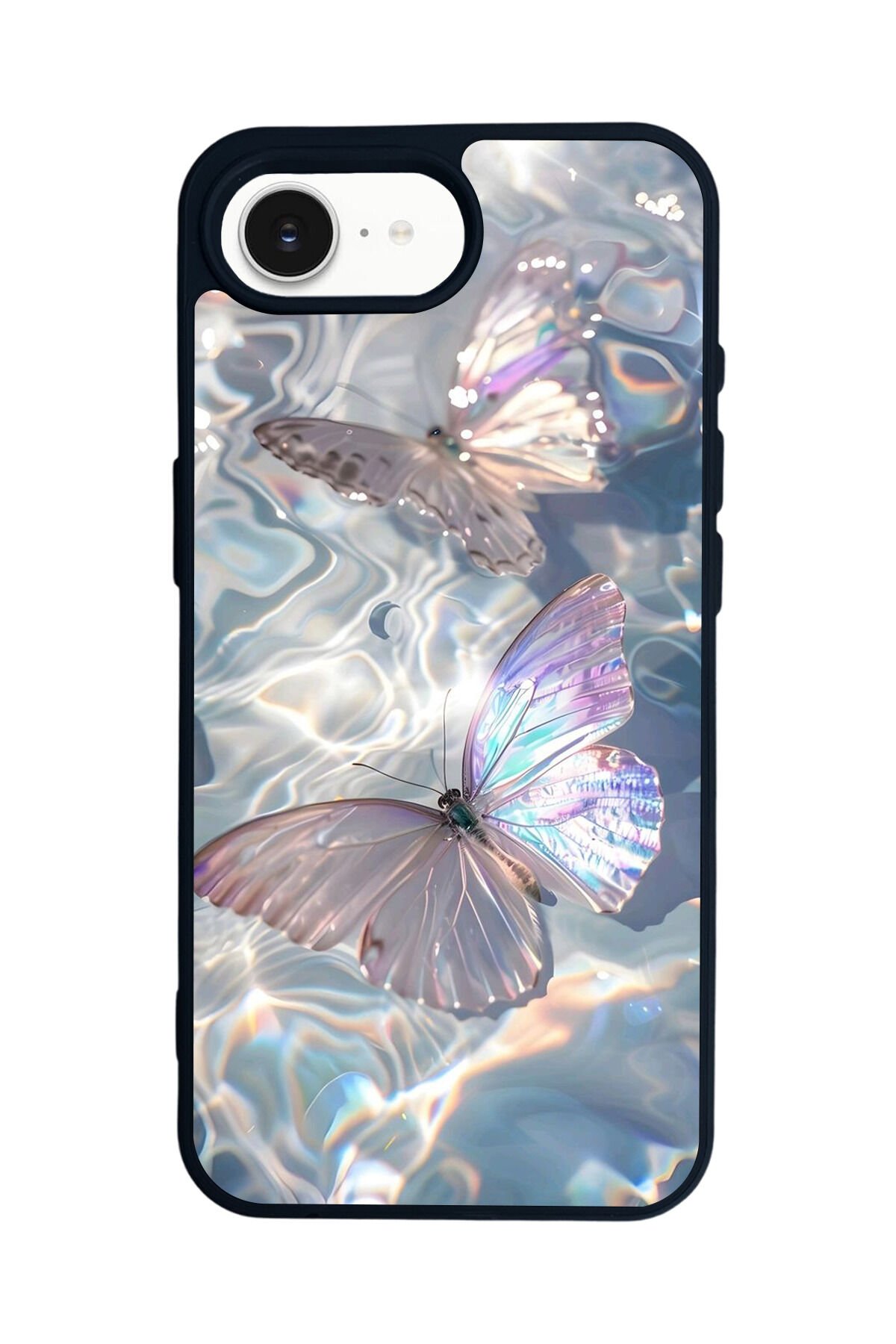 iPhone 16E Uyumlu Kelebek Tasarımlı Glossy Premium Kılıf