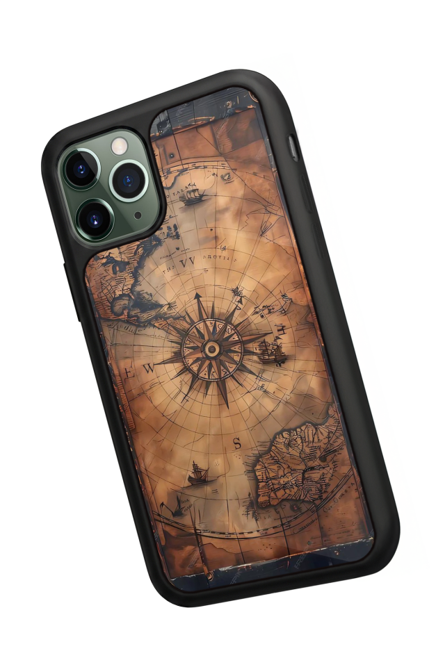 iPhone 11 Pro Max Uyumlu Harita Tasarımlı Glossy Premium Kılıf