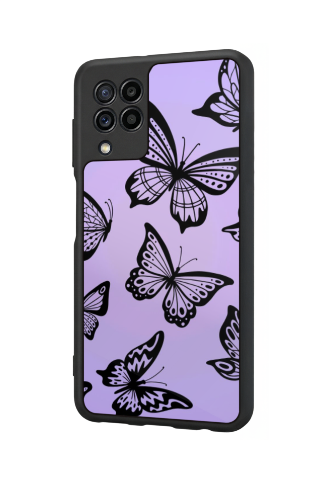 Samsung Galaxy M22 Uyumlu Kelebek Tasarımlı Glossy Premium Kılıf