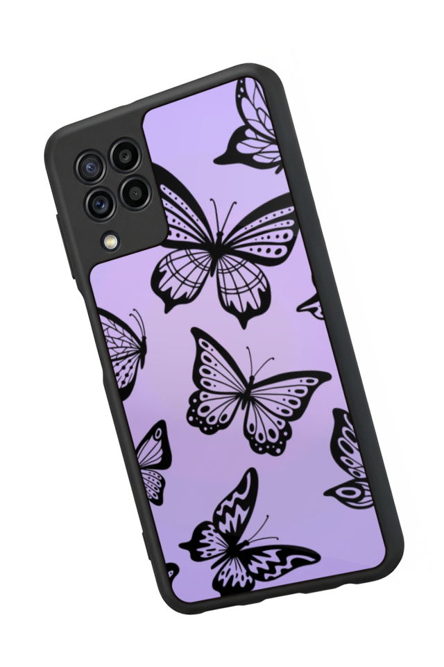 Samsung Galaxy M22 Uyumlu Kelebek Tasarımlı Glossy Premium Kılıf