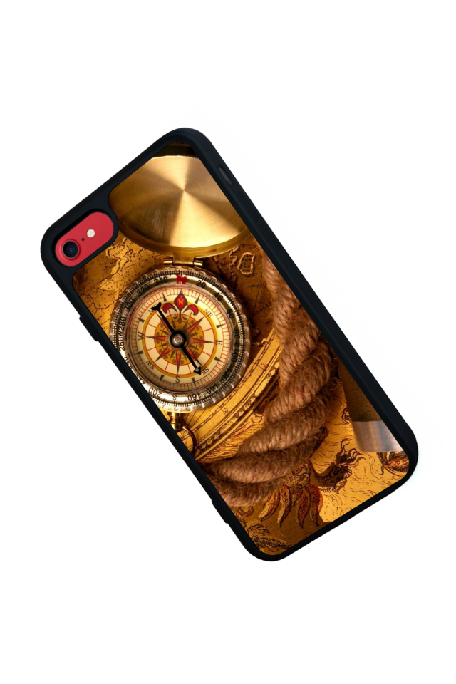 iPhone SE Uyumlu Pusula Tasarımlı Glossy Premium Kılıf