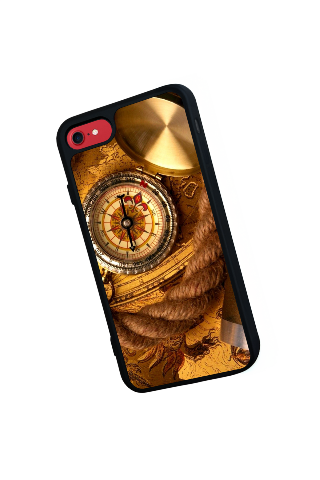 iPhone SE Uyumlu Pusula Tasarımlı Glossy Premium Kılıf