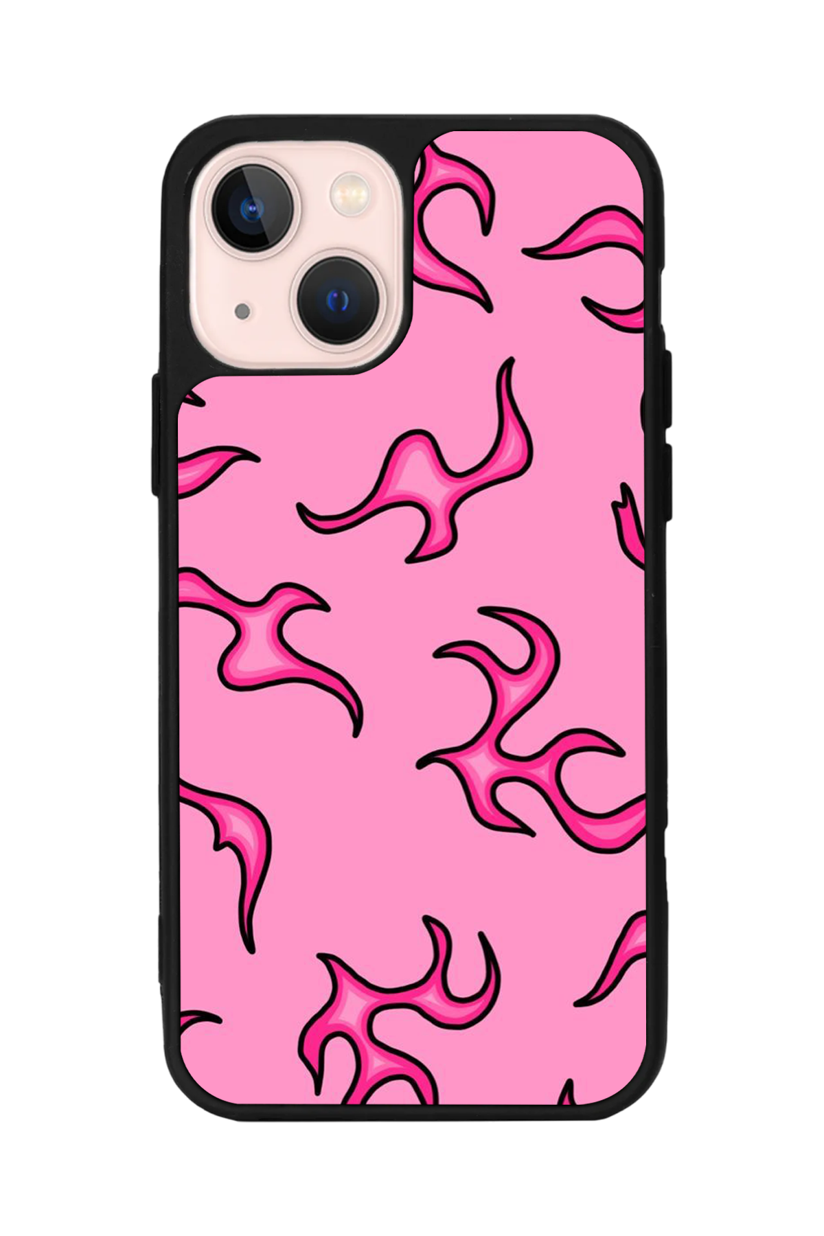 iPhone 13 Mini Uyumlu Retro Flame Patterns Tasarımlı Glossy Premium Kılıf