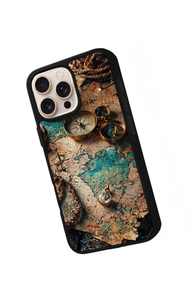 iPhone 14 Pro Uyumlu Harita Tasarımlı Glossy Premium Kılıf