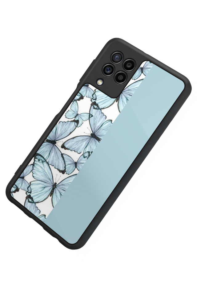 Samsung Galaxy M22 Uyumlu Kelebek Tasarımlı Glossy Premium Kılıf