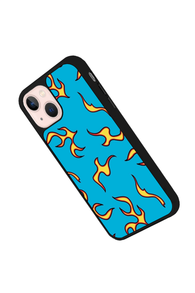 iPhone 13 Mini Uyumlu Retro Flame Patterns Tasarımlı Glossy Premium Kılıf