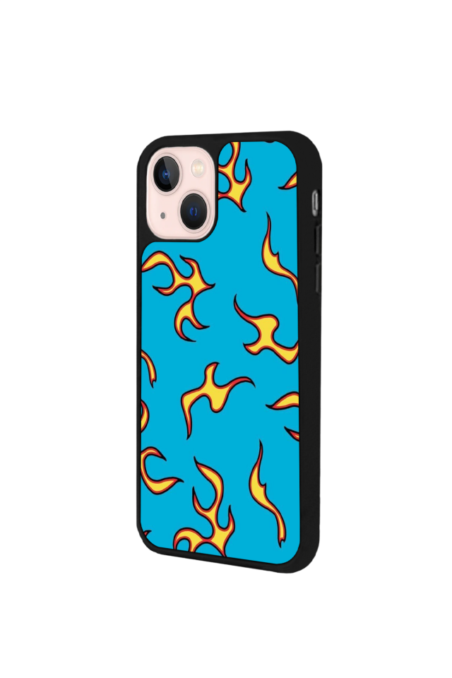 iPhone 13 Mini Uyumlu Retro Flame Patterns Tasarımlı Glossy Premium Kılıf