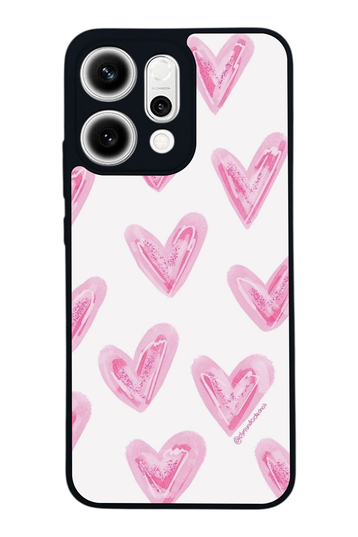 Oppo Reno 14 Uyumlu Kalp Love Tasarımlı Glossy Premium Kılıf