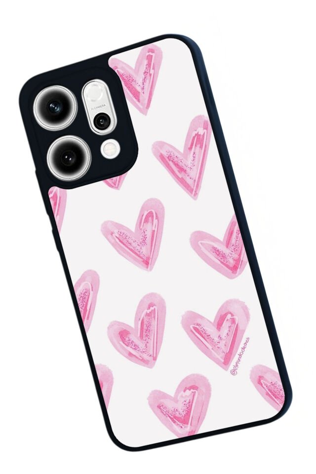 Oppo Reno 14 Uyumlu Kalp Love Tasarımlı Glossy Premium Kılıf