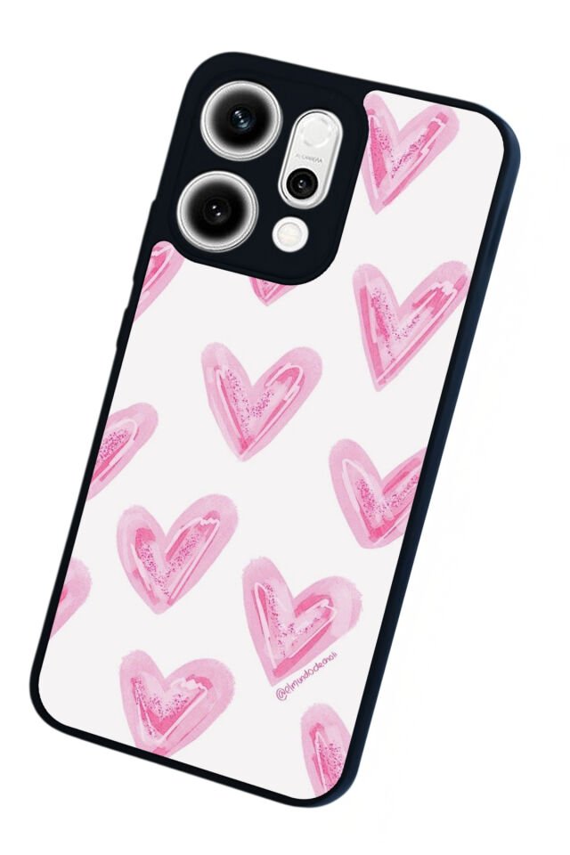 Oppo Reno 14 Uyumlu Kalp Love Tasarımlı Glossy Premium Kılıf