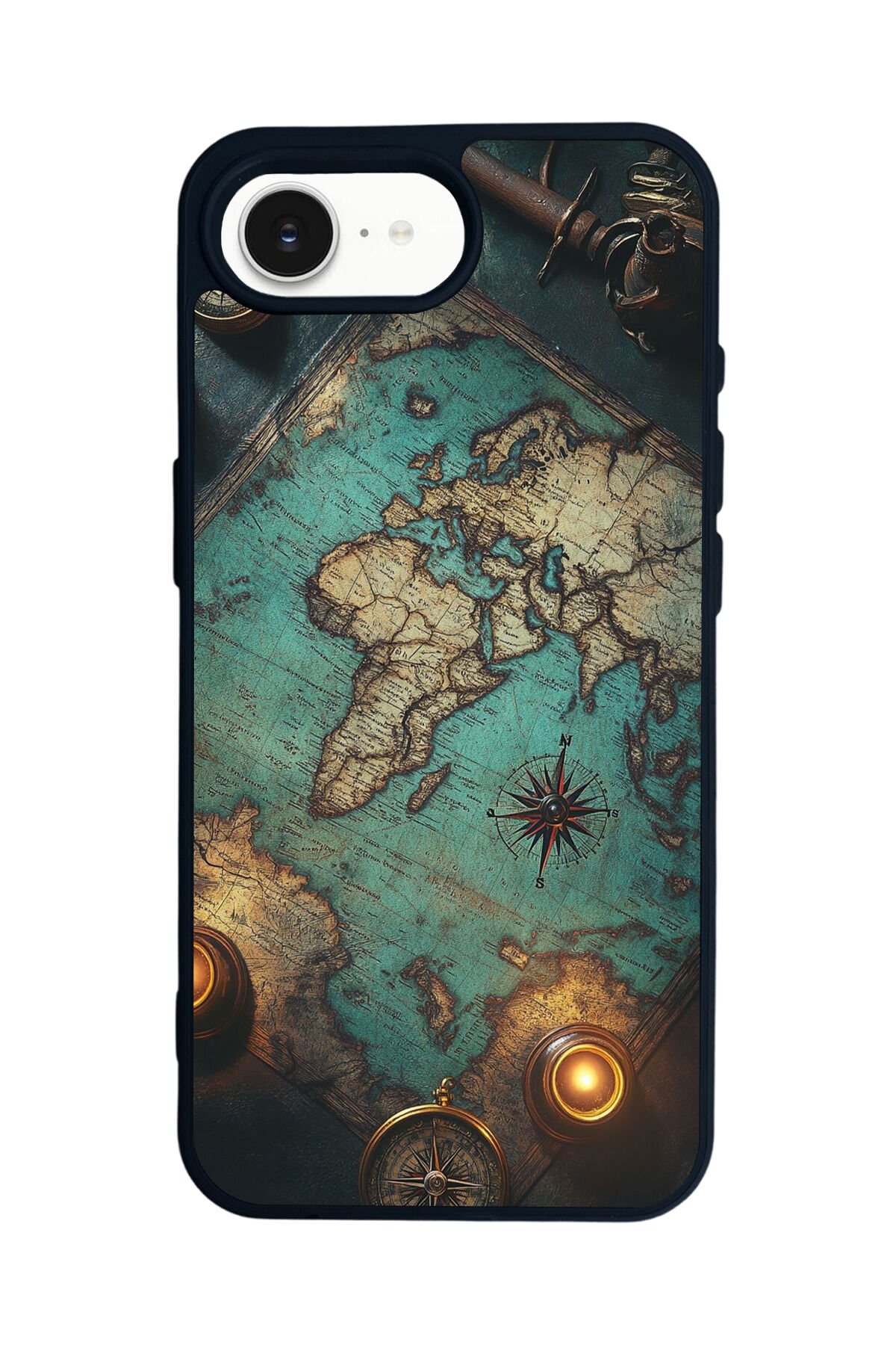 iPhone 16E Uyumlu Harita Tasarımlı Glossy Premium Kılıf