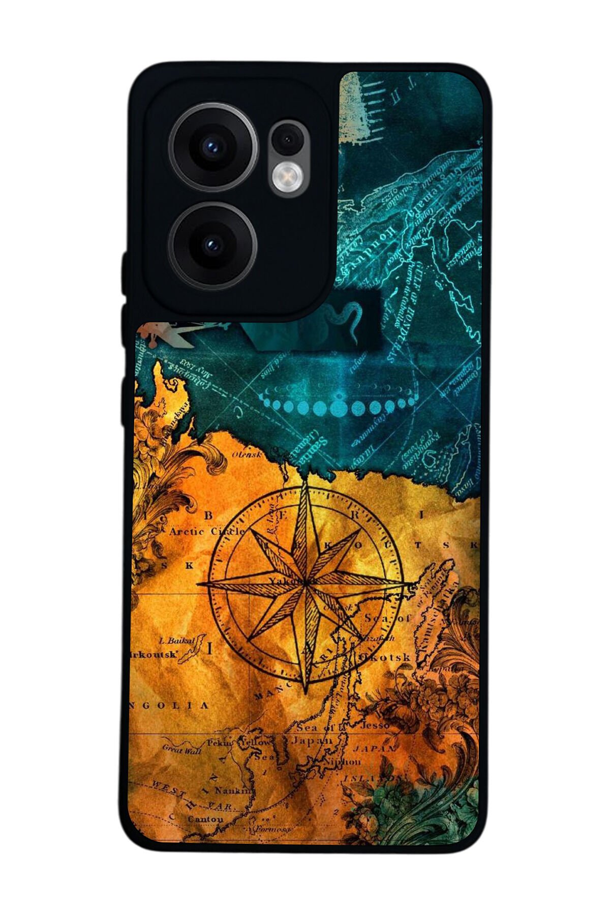Oppo Reno 13F Uyumlu Harita Tasarımlı Glossy Premium Kılıf
