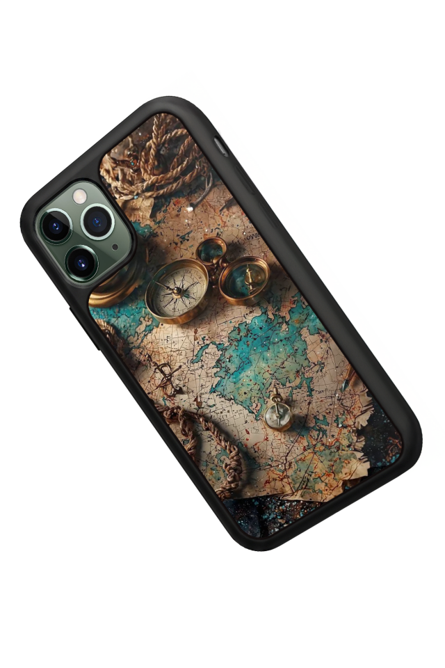 iPhone 11 Pro Max Uyumlu Harita Tasarımlı Glossy Premium Kılıf