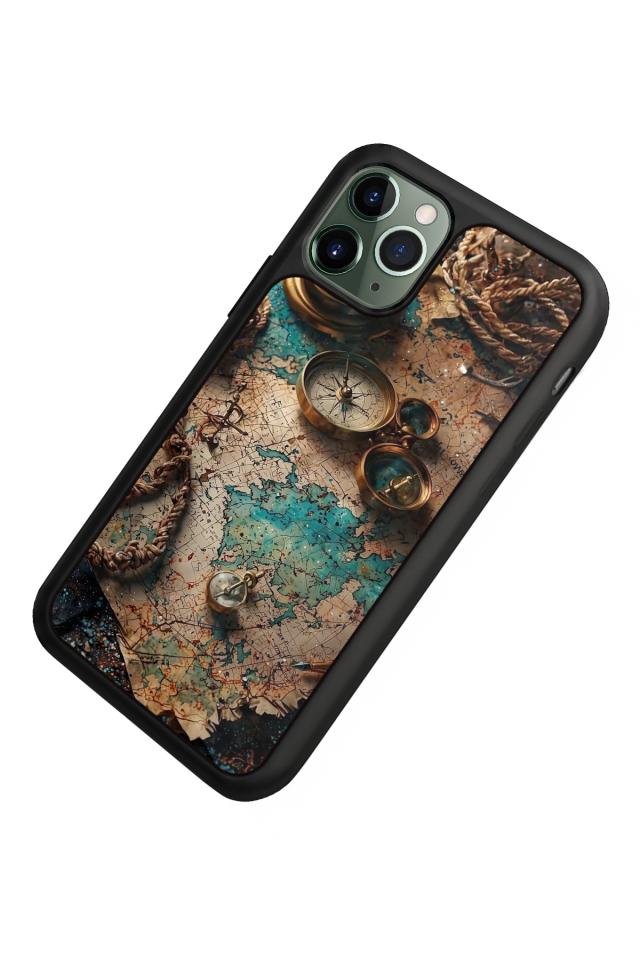 iPhone 11 Pro Max Uyumlu Harita Tasarımlı Glossy Premium Kılıf