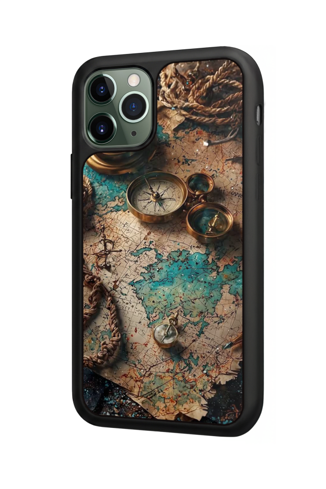 iPhone 11 Pro Max Uyumlu Harita Tasarımlı Glossy Premium Kılıf
