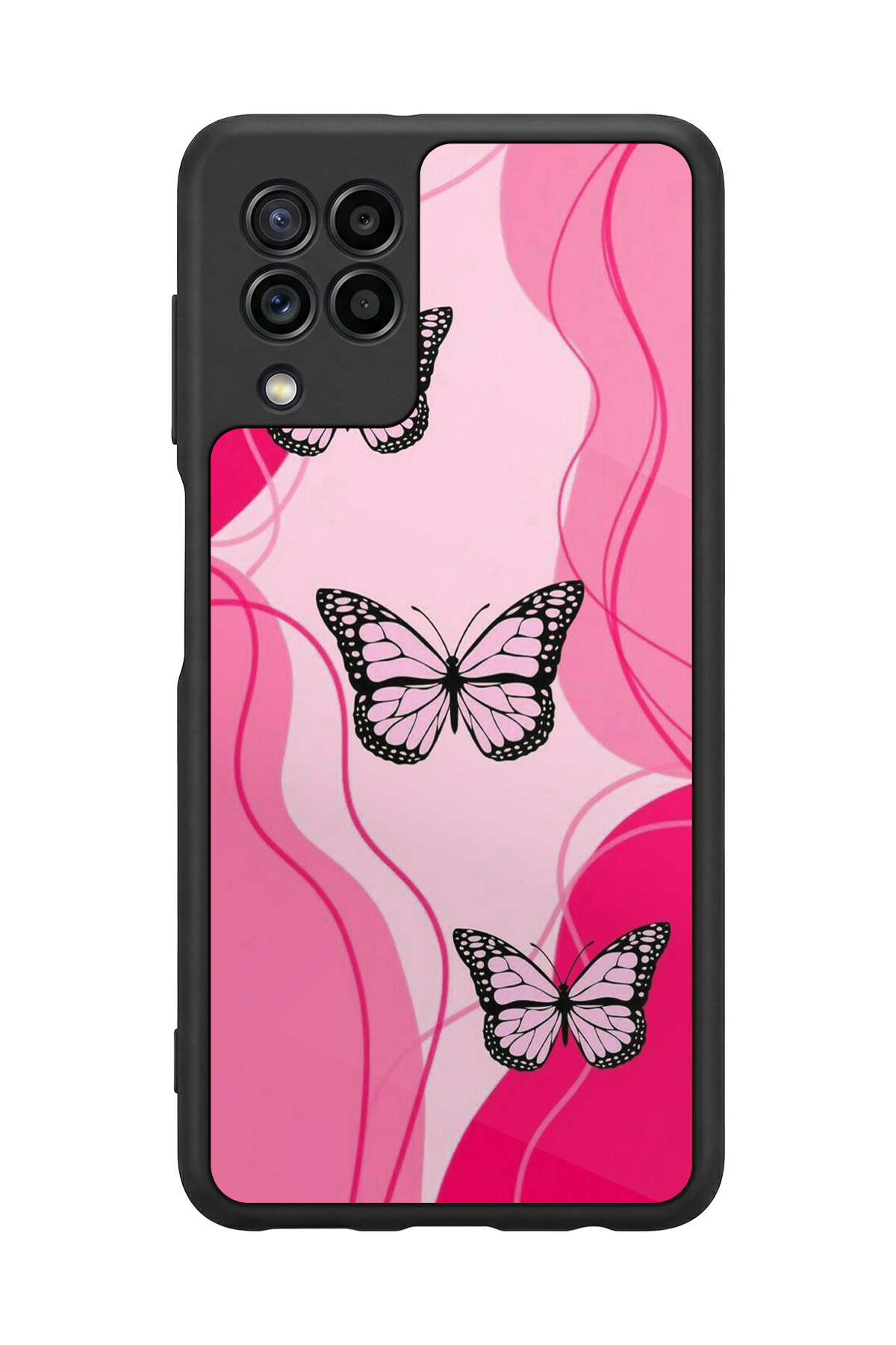 Samsung Galaxy M22 Uyumlu Kelebek Tasarımlı Glossy Premium Kılıf
