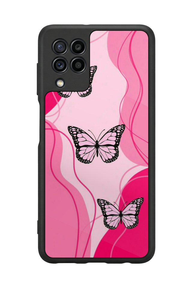 Samsung Galaxy M22 Uyumlu Kelebek Tasarımlı Glossy Premium Kılıf