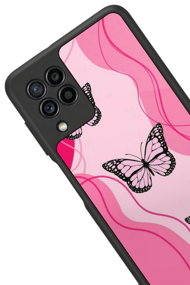 Samsung Galaxy M22 Uyumlu Kelebek Tasarımlı Glossy Premium Kılıf