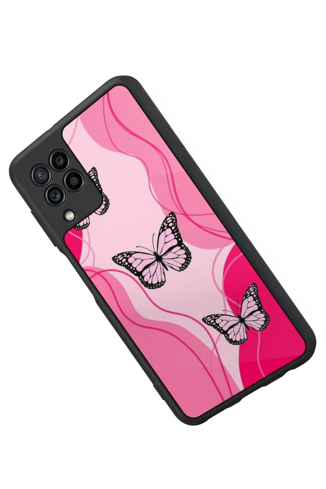 Samsung Galaxy M22 Uyumlu Kelebek Tasarımlı Glossy Premium Kılıf