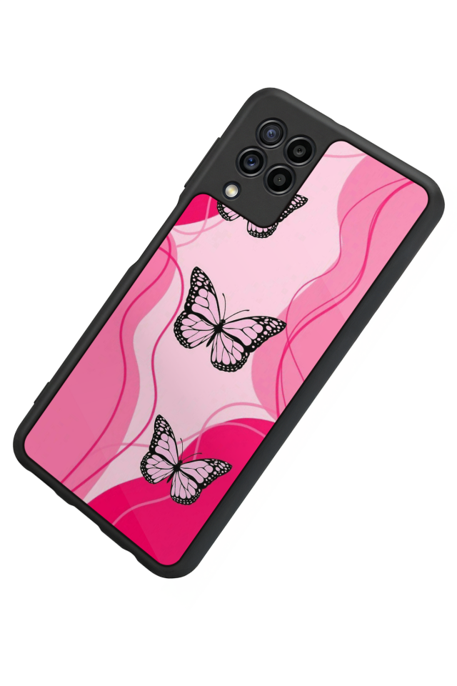 Samsung Galaxy M22 Uyumlu Kelebek Tasarımlı Glossy Premium Kılıf