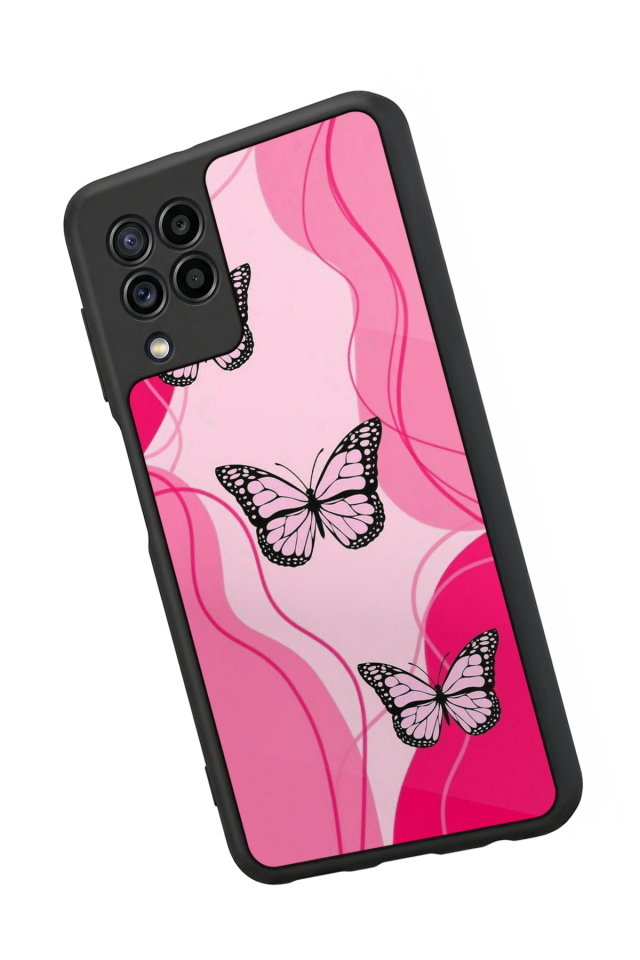 Samsung Galaxy M22 Uyumlu Kelebek Tasarımlı Glossy Premium Kılıf