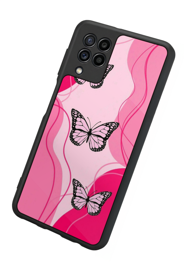 Samsung Galaxy M22 Uyumlu Kelebek Tasarımlı Glossy Premium Kılıf