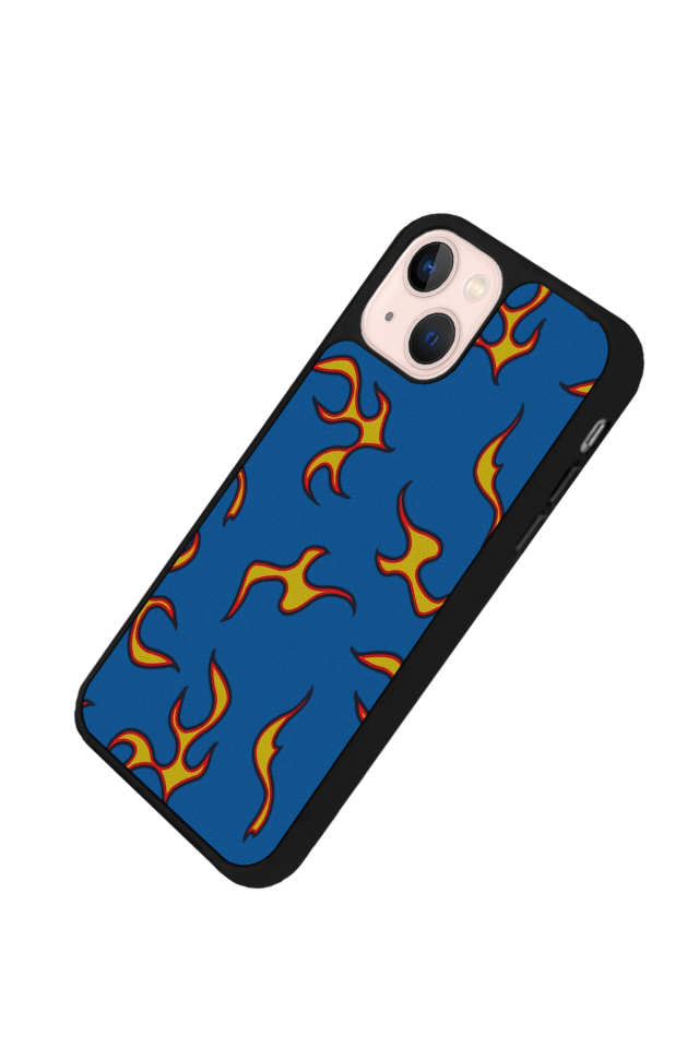 iPhone 13 Mini Uyumlu Retro Flame Patterns Tasarımlı Glossy Premium Kılıf