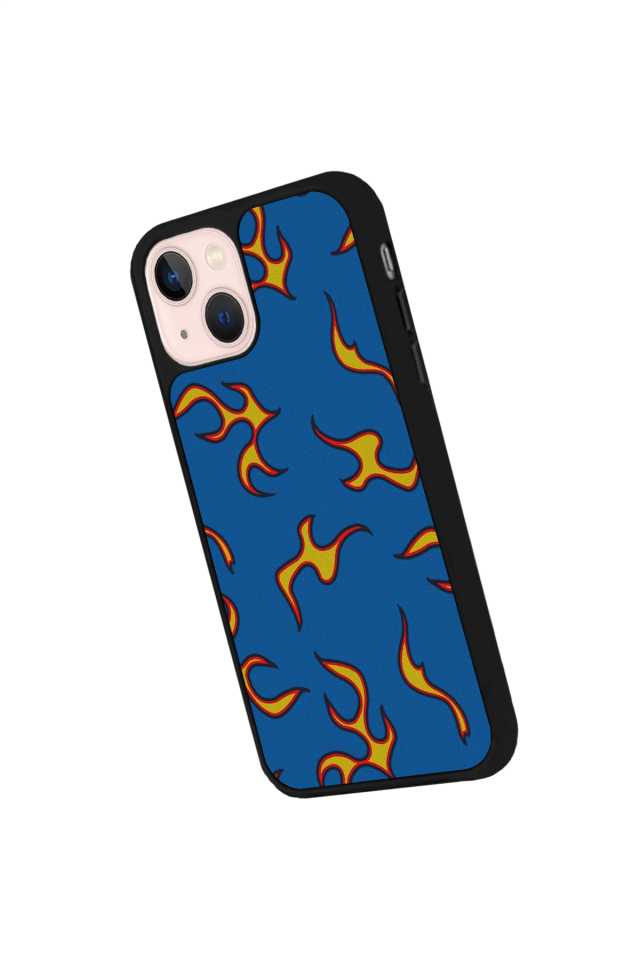 iPhone 13 Mini Uyumlu Retro Flame Patterns Tasarımlı Glossy Premium Kılıf